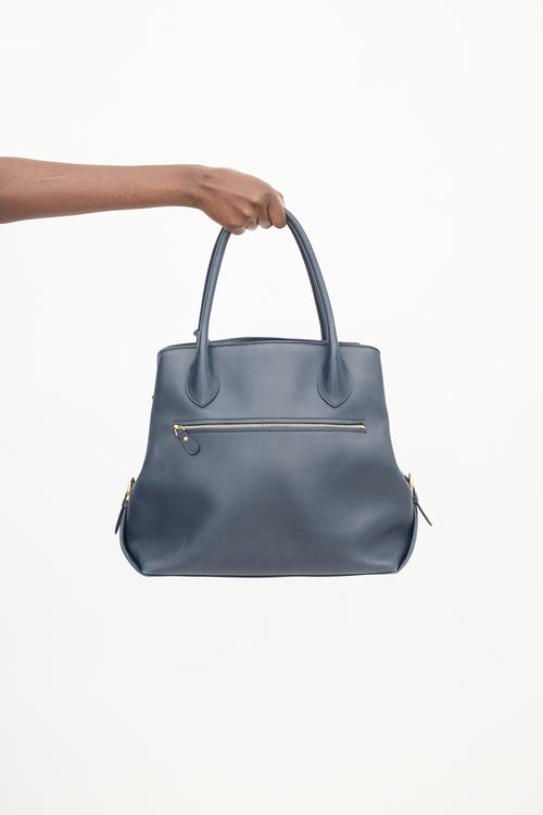 Ferragamo Navy Leather Fiamma Bag