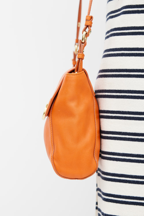 Ferragamo Orange Leather Abbey Crossbody Bag