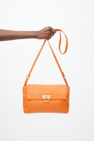 Ferragamo Orange Leather Abbey Crossbody Bag