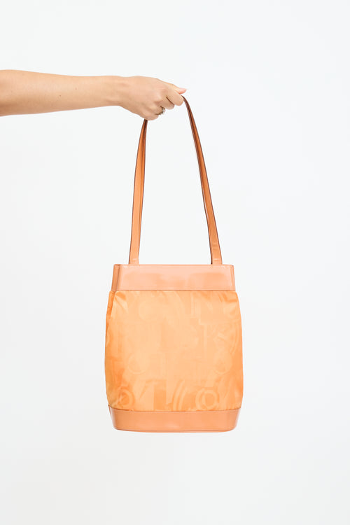 Ferragamo Orange Patent 
Satin Logo Tote Bag