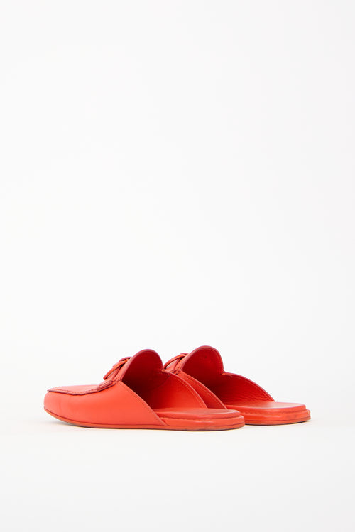 Ferragamo Orange Leather Logo Mules