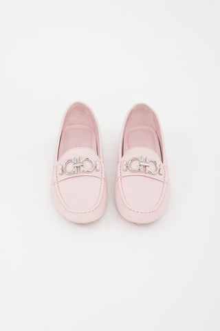 Ferragamo Pink Leather Gancini Buckle Loafer