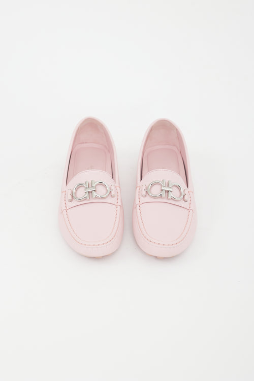 Ferragamo Pink Leather Gancini Buckle Loafer