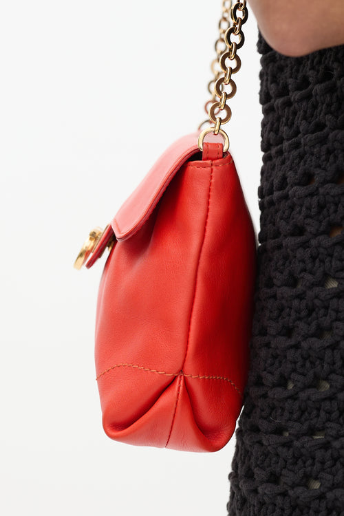 Ferragamo Red Leather Gancini  Crossbody Bag