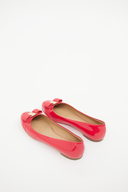 Ferragamo Red Patent Vara Bow Flat