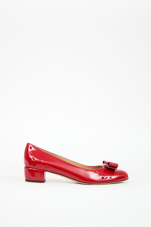 Ferragamo Red Patent Leather Vara Bow Pump