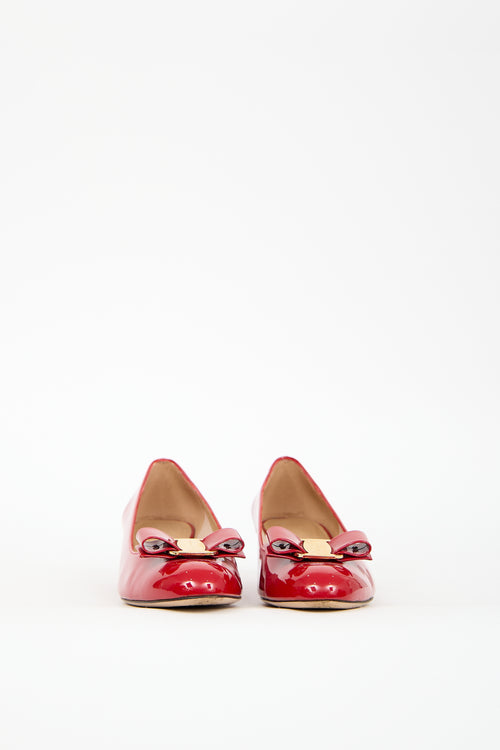 Ferragamo Red Patent Leather Vara Bow Pump