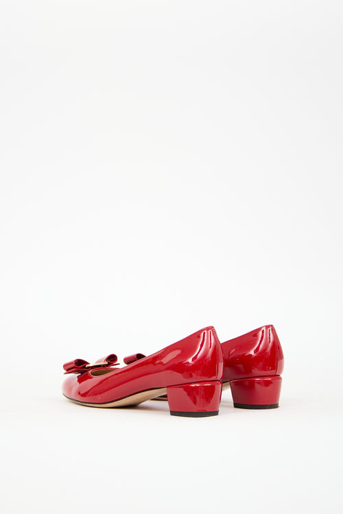 Ferragamo Red Patent Leather Vara Bow Pump