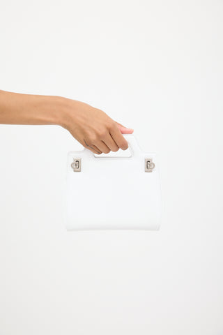 Ferragamo White Patent Leather Wanda Bag