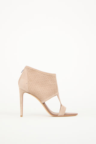 Ferragamo Beige Suede Cutout Pacela C Heel