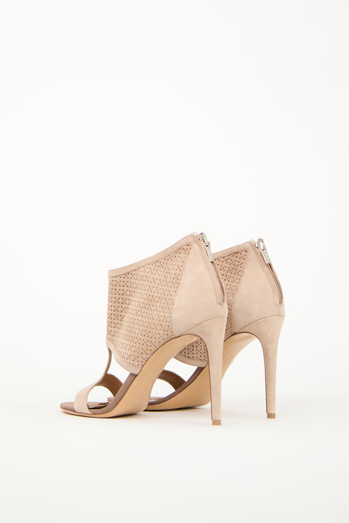 Ferragamo Beige Suede Cutout Pacela C Heel