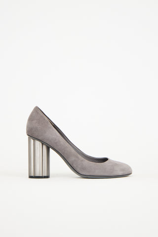 Ferragamo Grey Suede Lucca 85 Pump