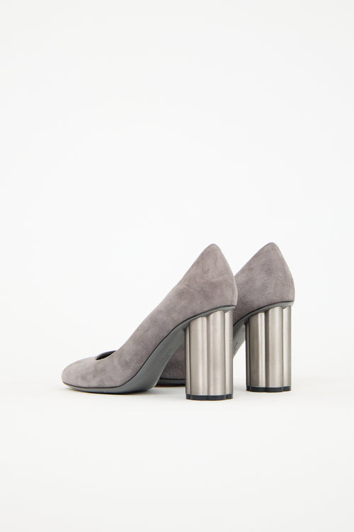 Ferragamo Grey Suede Lucca 85 Pump