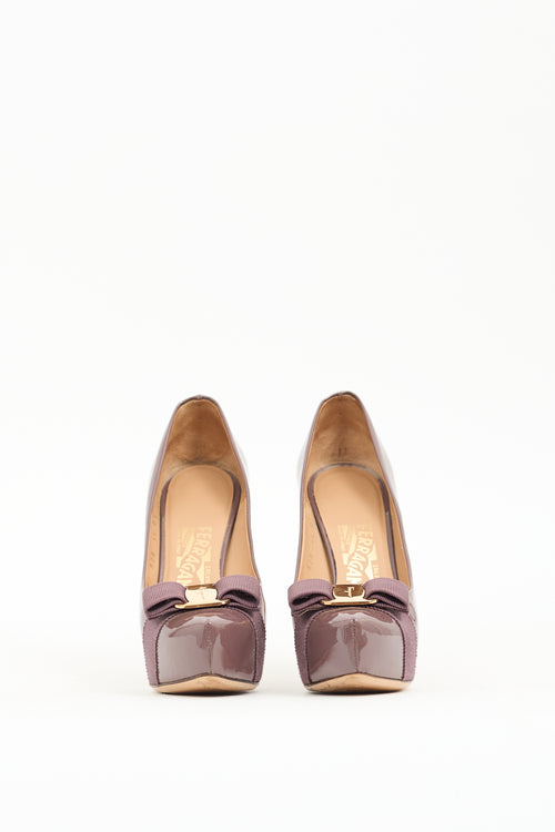 Ferragamo Purple Patent Leather Vara Bow Pump