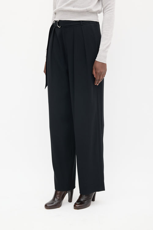 Filippa K Black Belted Wide Leg Trousers