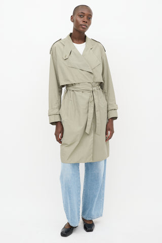 Filippa K Green Nylon Ruby Tech Trench Coat