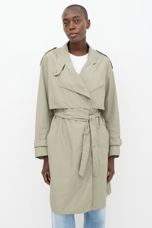 Filippa K Green Nylon Ruby Tech Trench Coat