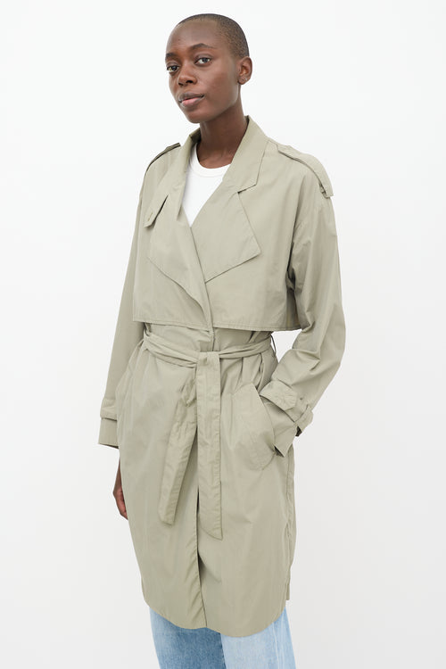 Filippa K Green Nylon Ruby Tech Trench Coat