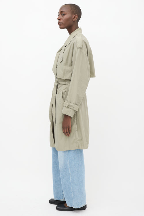 Filippa K Green Nylon Ruby Tech Trench Coat