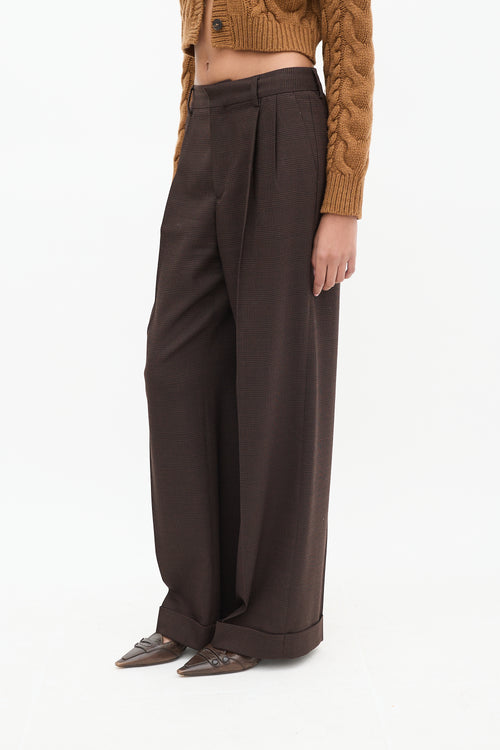 Filippa K Dark Brown Wool Kinley Check Trouser