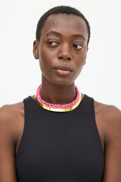 Aurélie Bidermann Gold 
Pink Braided Choker