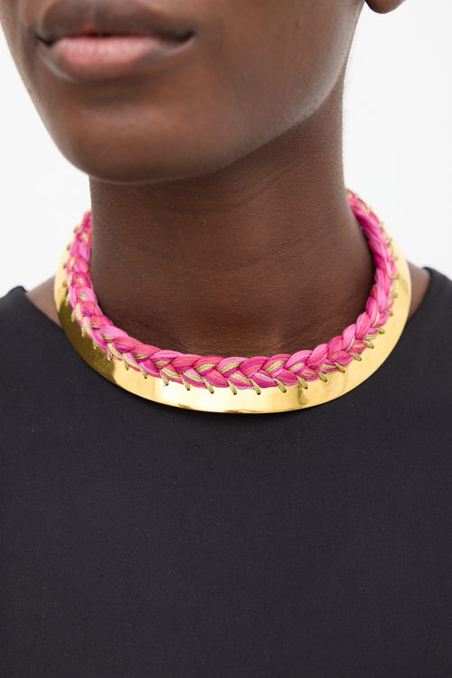 Aurélie Bidermann Gold 
Pink Braided Choker