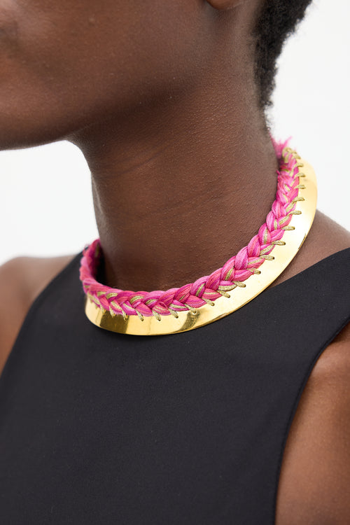 Aurélie Bidermann Gold 
Pink Braided Choker