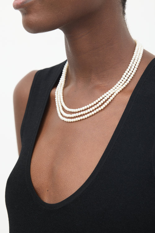 Fine Jewelry White Pearl Triple Strand Necklace