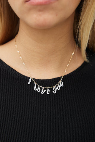 Fine Jewelry 14K Yellow Gold 
Diamond I Love You Necklace