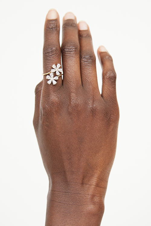 10K Gold Double Flower Ring