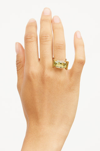 14K Yellow Gold Beryl Diamond Ring