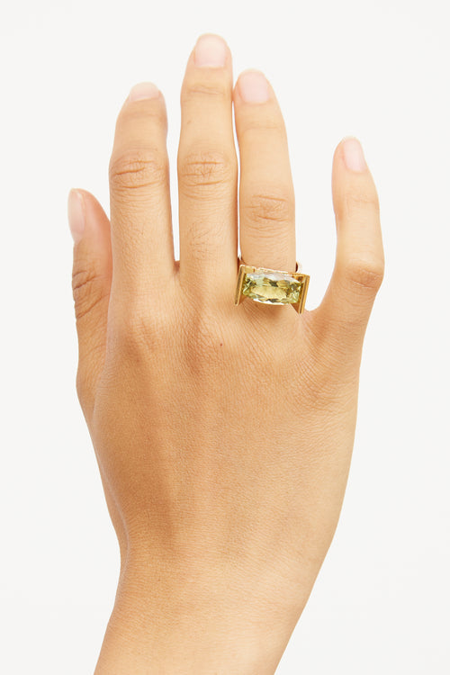 14K Yellow Gold Beryl Diamond Ring