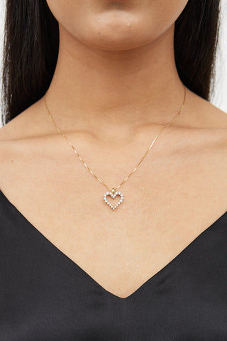 Fine Jewelry14K Yellow Gold Diamond Open Heart Necklace