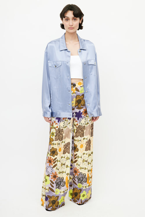 Fleur Du Mal Blue Silk Jacket