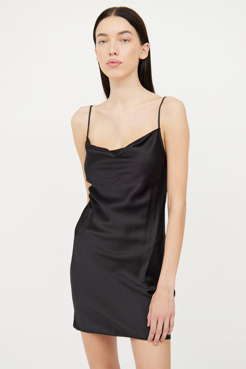 Fleur Du Mal Black Silk Cowl Neck Dress