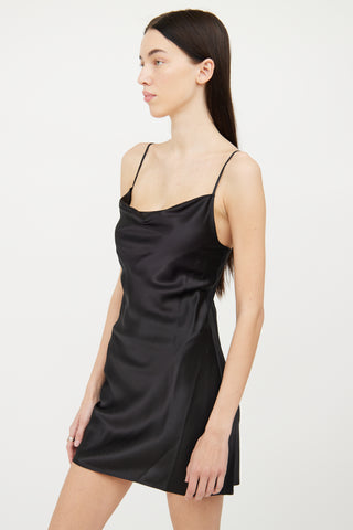 Fleur Du Mal Black Silk Cowl Neck Dress