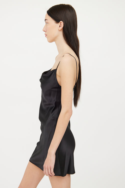 Fleur Du Mal Black Silk Cowl Neck Dress