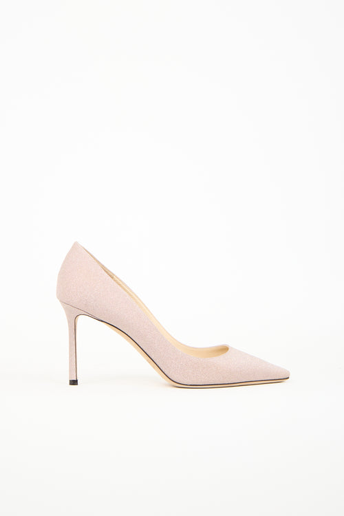 Jimmy Choo Pink Glitter Romy Pump