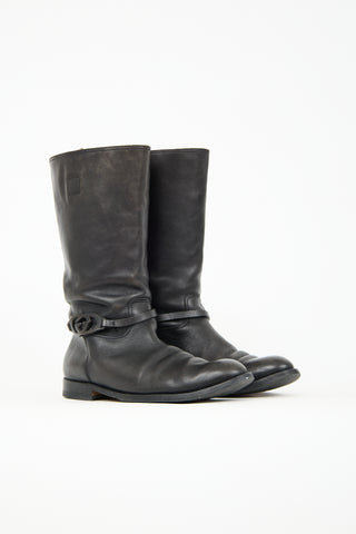 Gucci Leather Interlocking GG Riding Boot