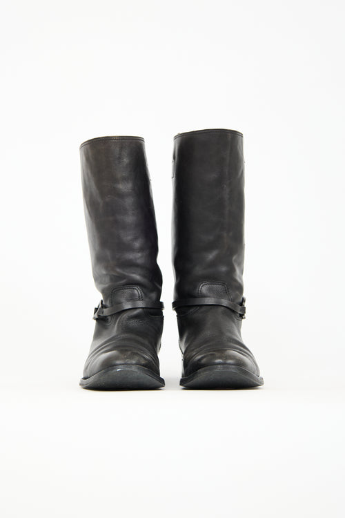 Gucci Leather Interlocking GG Riding Boot