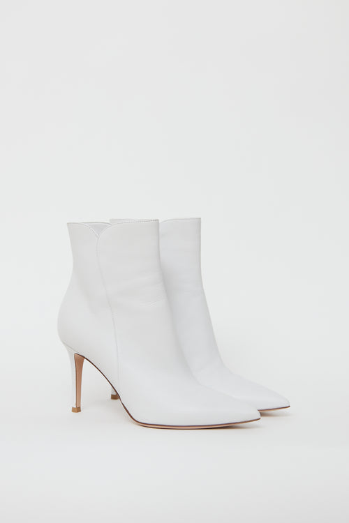 Gianvito Rossi White Leather Ankle Boot