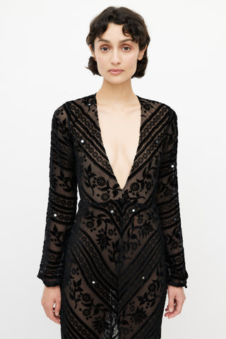 For Love 
Lemons Black Velvet Semi Sheer Dress