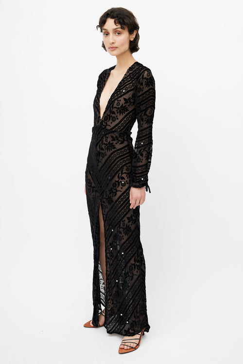 For Love 
Lemons Black Velvet Semi Sheer Dress