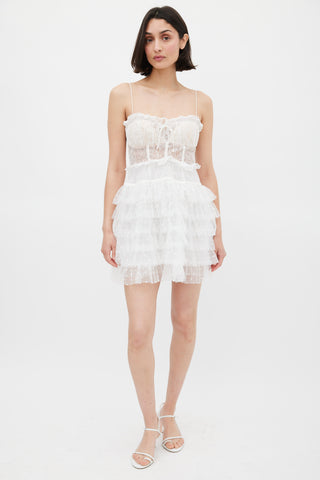 For Love 
Lemons White Lace Ruffled Jules Mini Dress