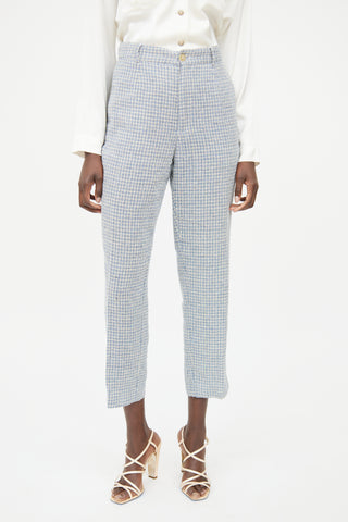 Forte Forte Blue Multi Pleated Tweed Pant