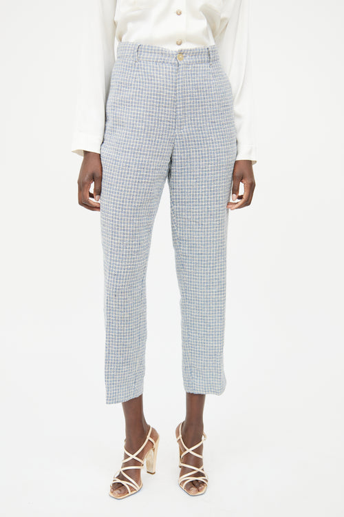 Forte Forte Blue Multi Pleated Tweed Pant