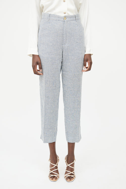 Forte Forte Blue Multi Pleated Tweed Pant