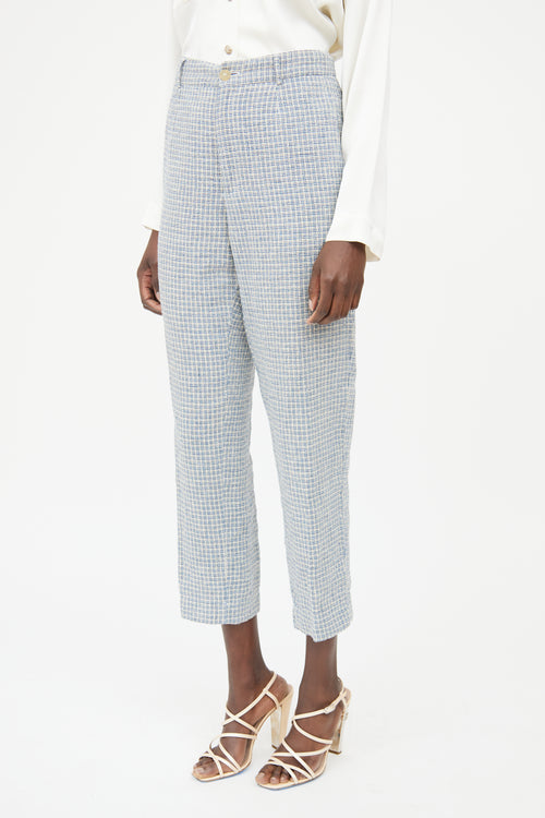 Forte Forte Blue Multi Pleated Tweed Pant