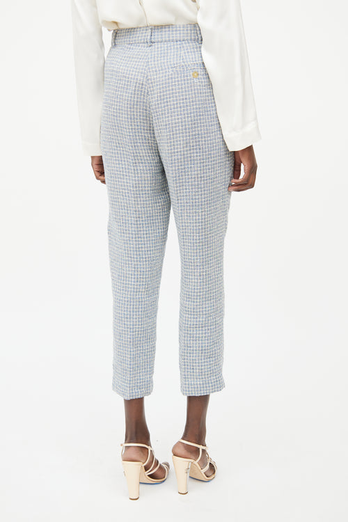 Forte Forte Blue Multi Pleated Tweed Pant