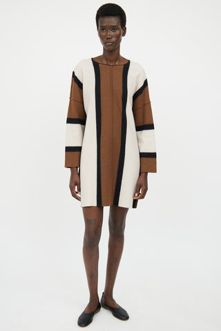 Forte Forte Brown 
Beige Long Sleeve Wool Dress